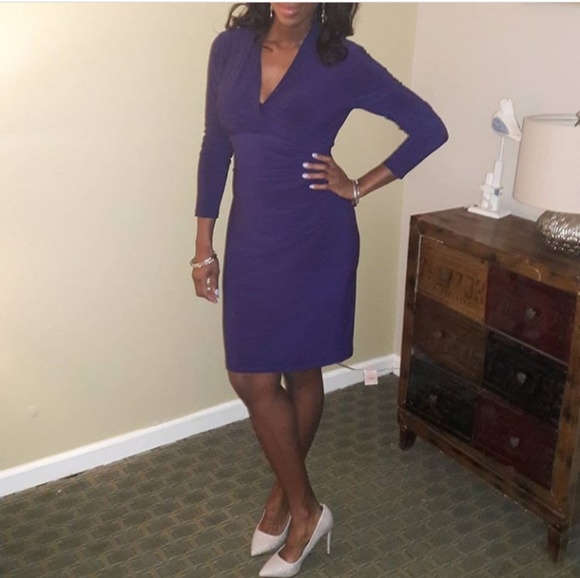 Purple 3/4 Sleeve Dress